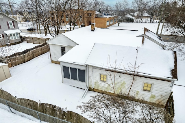 view of snow covered exterior