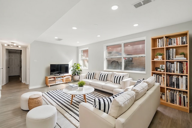 living room featuring light hardwood / wood-style floors