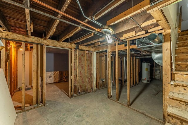 basement with water heater