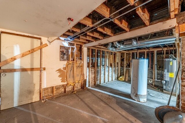 basement with water heater