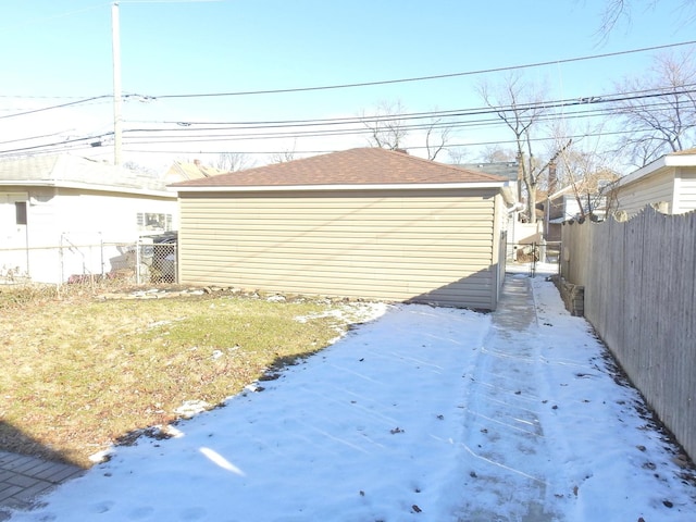 view of snow covered exterior