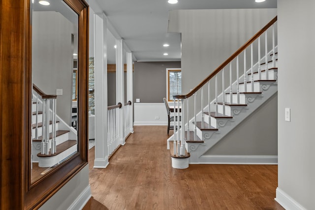 foyer entrance featuring hardwood / wood-style flooring