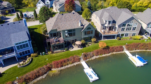 bird's eye view featuring a water view