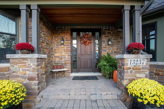 entrance to property with covered porch