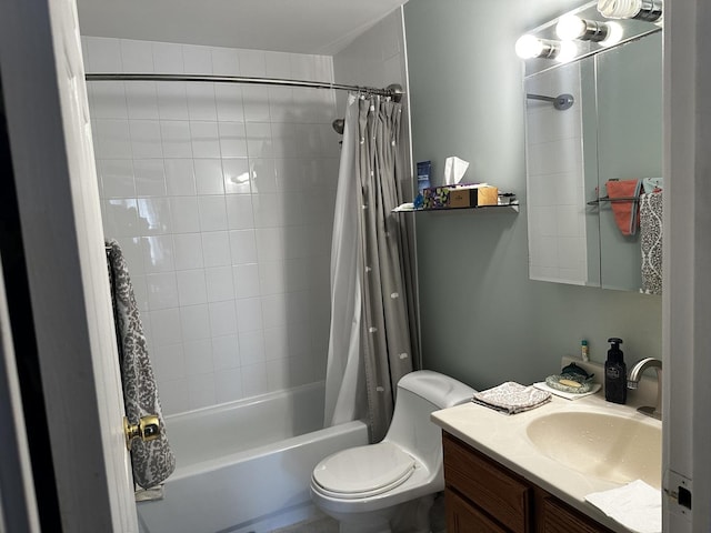 full bathroom featuring vanity, toilet, and shower / bath combo with shower curtain