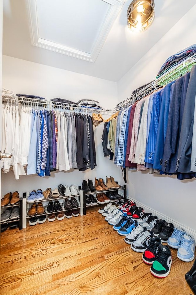 spacious closet featuring hardwood / wood-style floors