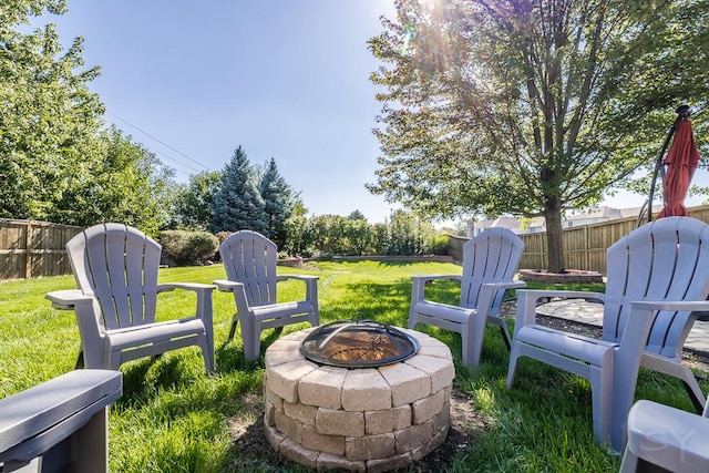 exterior space with a fire pit