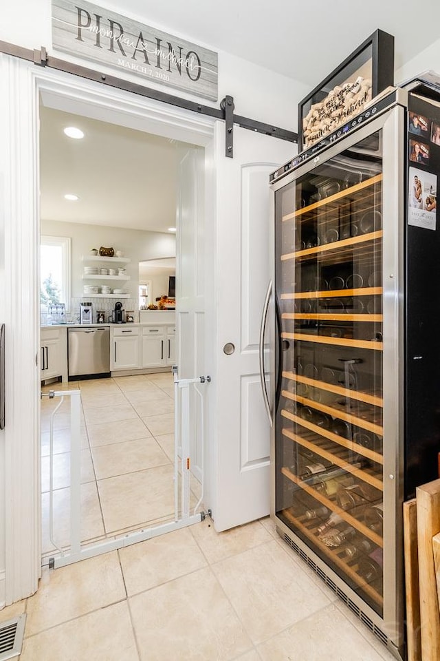 pantry featuring beverage cooler