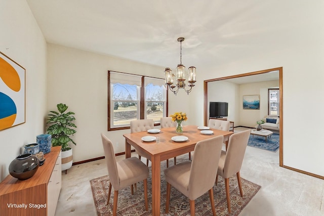 dining room with an inviting chandelier