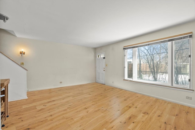 unfurnished living room with light hardwood / wood-style floors