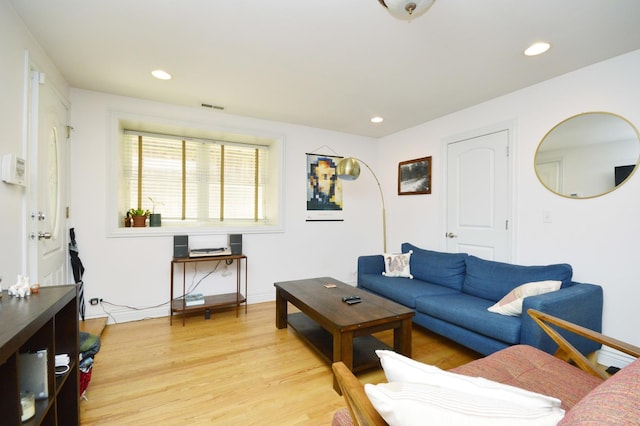 living room with light wood-type flooring