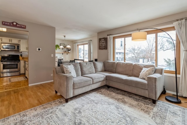 living room featuring light hardwood / wood-style floors