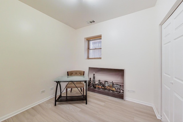 office area with light wood-type flooring