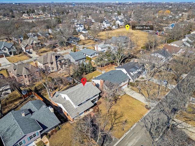 bird's eye view with a residential view