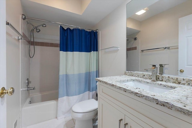 full bathroom featuring vanity, toilet, and shower / bath combo