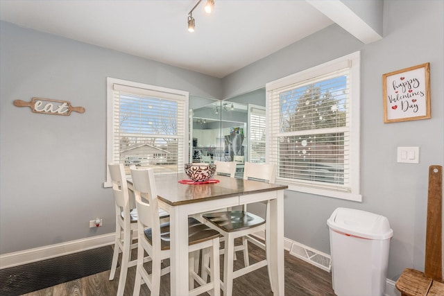 dining room featuring dark wood-type flooring