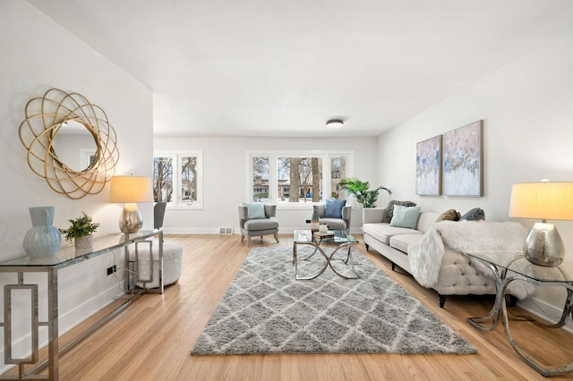 living room featuring light hardwood / wood-style flooring