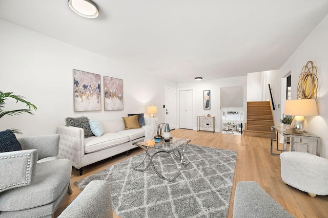 living room with hardwood / wood-style floors