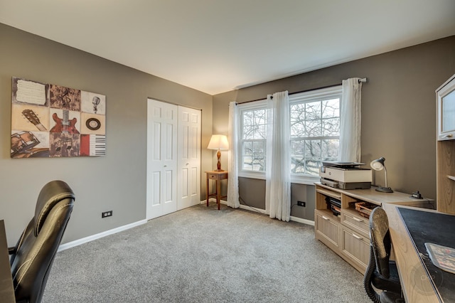 view of carpeted home office