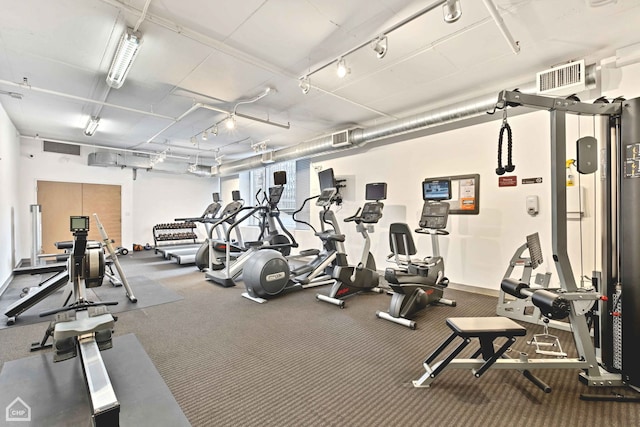 workout area with visible vents