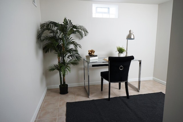 view of tiled home office