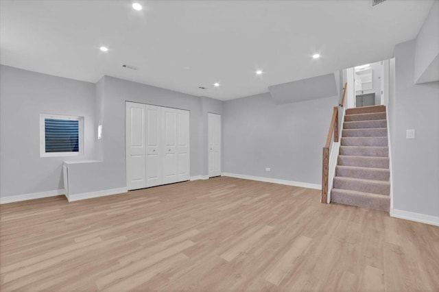 unfurnished living room featuring light hardwood / wood-style floors