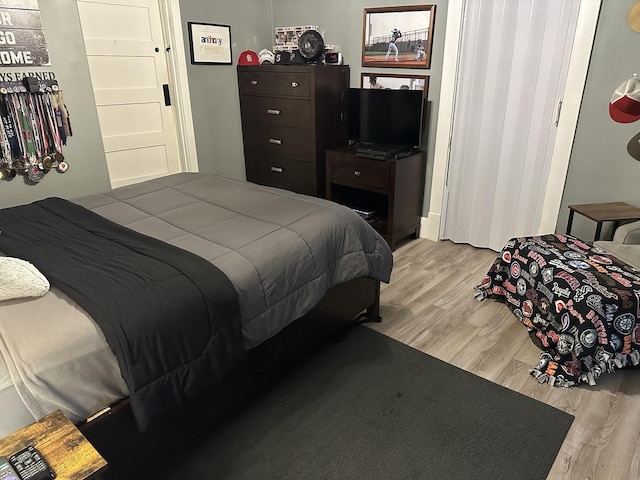 bedroom with light hardwood / wood-style floors