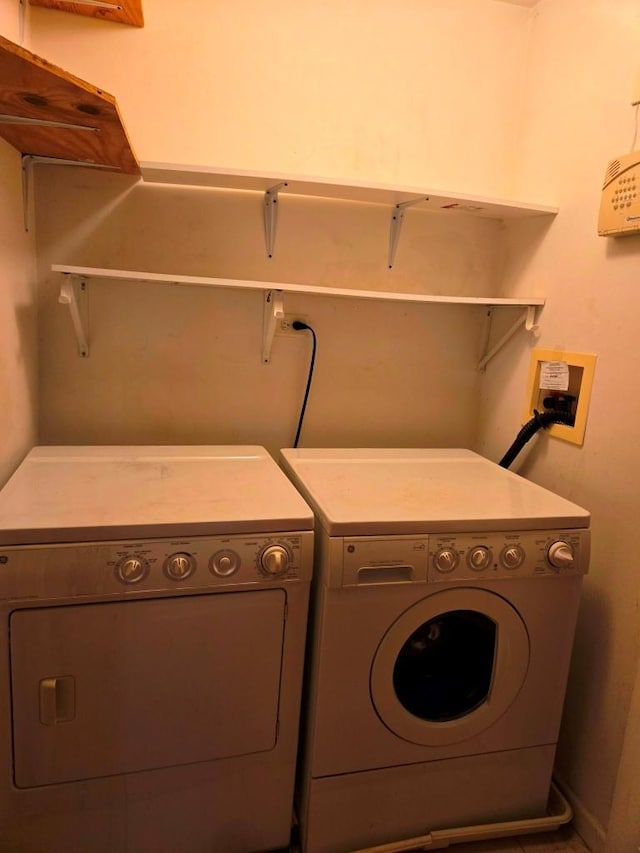 laundry room featuring washing machine and clothes dryer