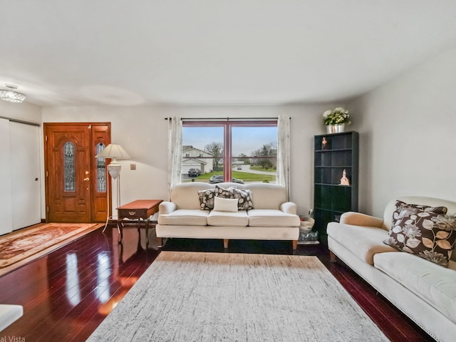 living room featuring dark hardwood / wood-style floors