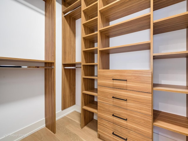 walk in closet featuring light hardwood / wood-style floors