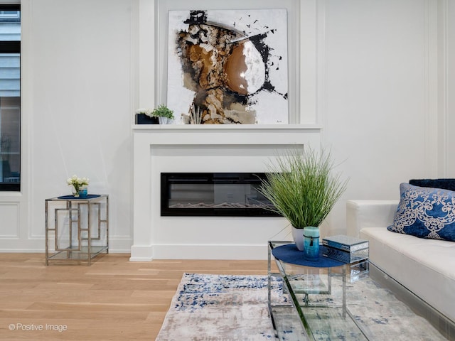 living room with wood-type flooring