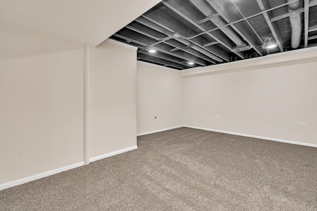 basement with carpet floors