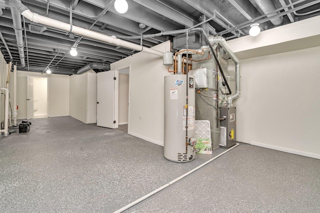 basement with water heater