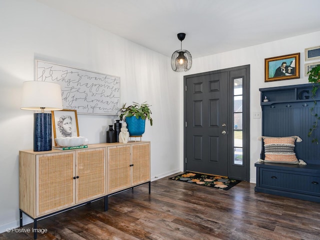 foyer featuring dark hardwood / wood-style floors