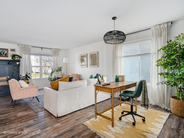 living room with hardwood / wood-style floors