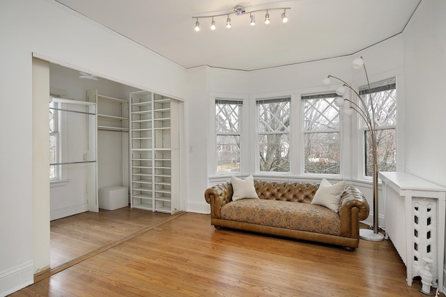 living area featuring hardwood / wood-style flooring