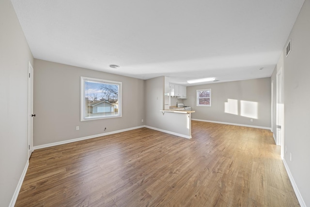 unfurnished living room featuring light hardwood / wood-style floors