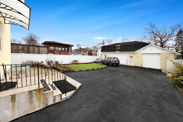 view of patio with a garage