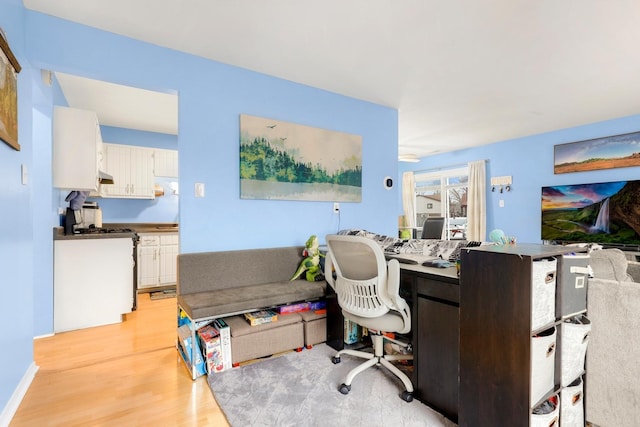 office area featuring light hardwood / wood-style floors