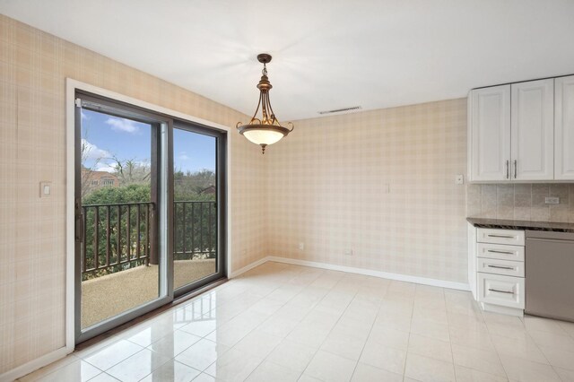 view of unfurnished dining area