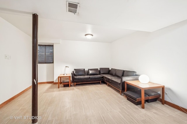 living room featuring light wood-type flooring