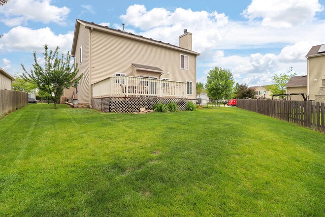 1711 Fallbrook Dr, Hampshire, IL 60140 - back of house featuring a chimney and a wooden deck