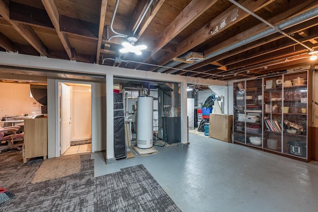 basement with water heater