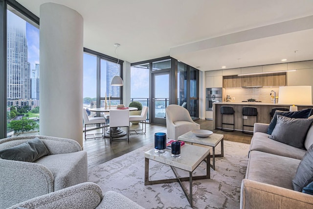 211 N Harbor Dr Unit 1909, Chicago, IL 60601 - living room with hardwood / wood-style flooring, expansive windows, and sink