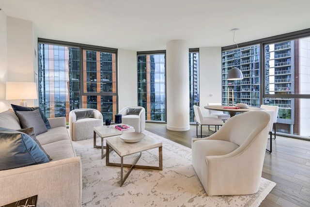 211 N Harbor Dr Unit 1909, Chicago, IL 60601 - living room featuring expansive windows and hardwood / wood-style flooring