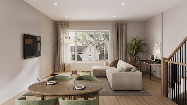 sitting room with light wood-type flooring