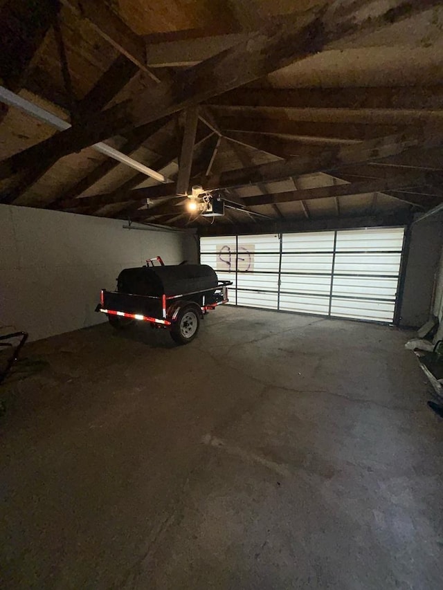 garage with a garage door opener