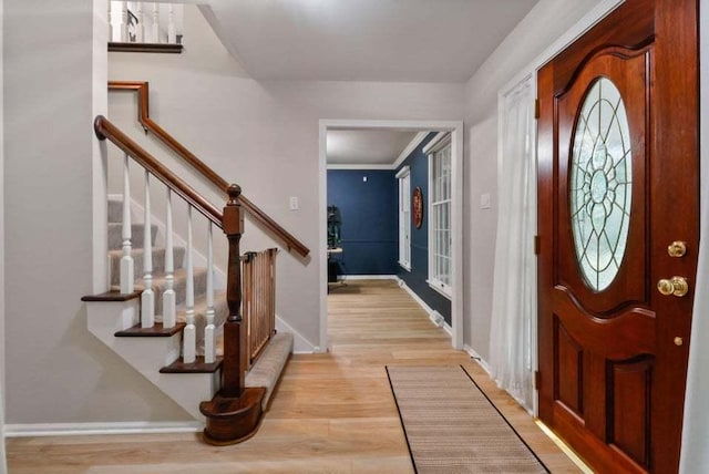 entrance foyer with light wood-type flooring