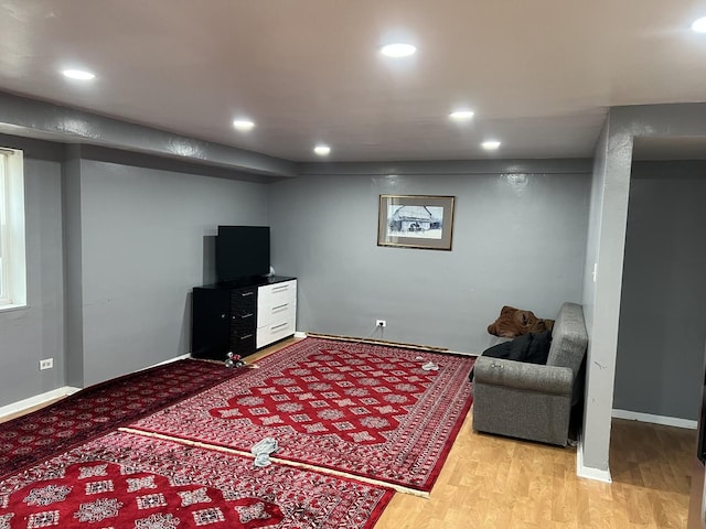 sitting room with light wood-type flooring