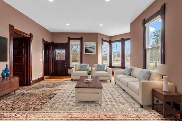 living room featuring light hardwood / wood-style flooring